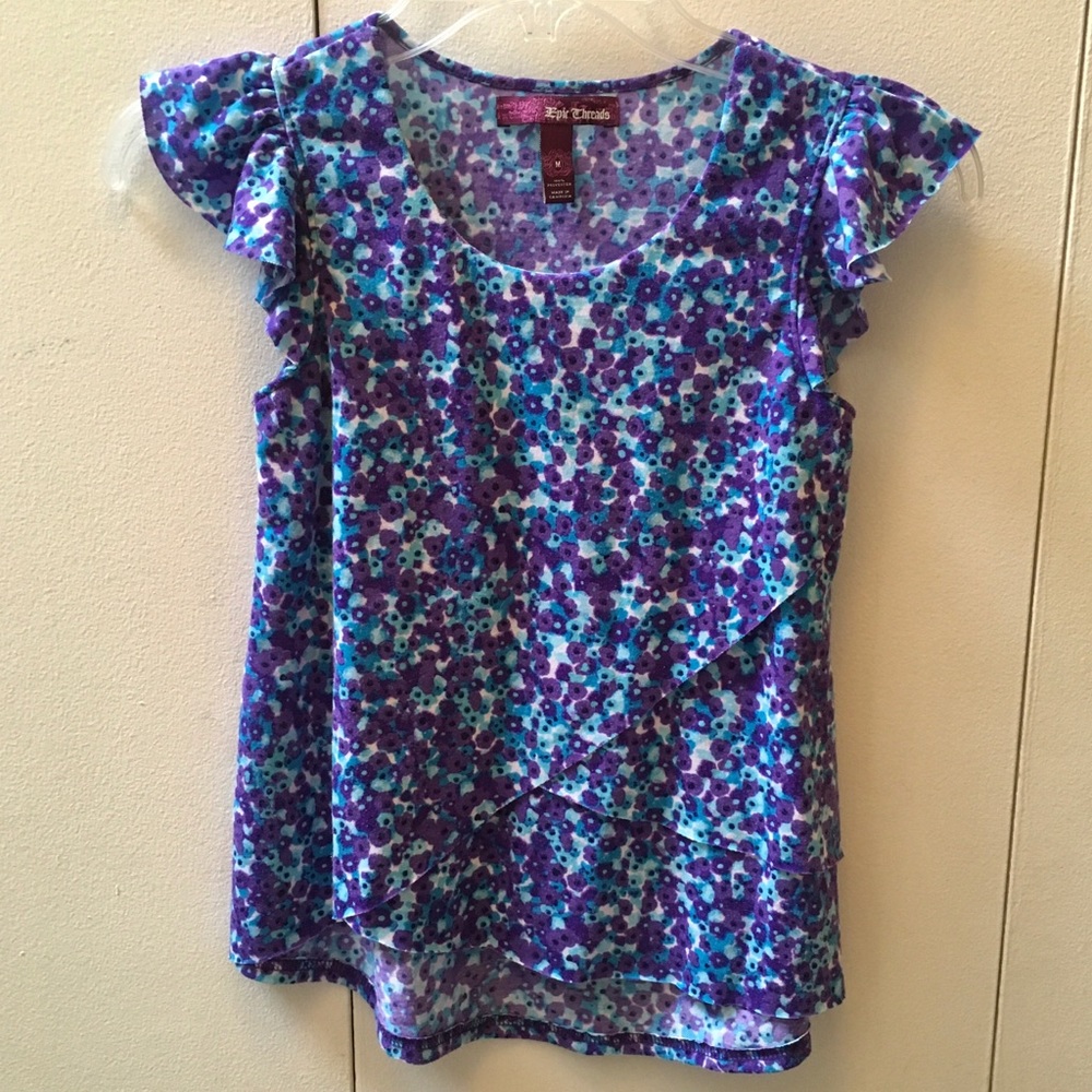 Blue and Purple Floral Shirt